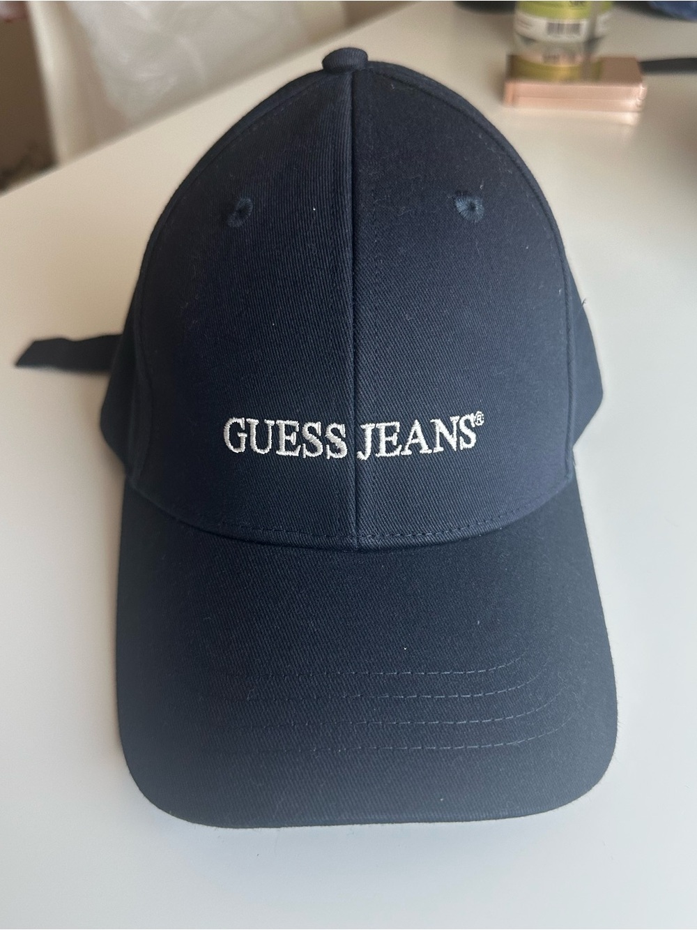 Guess Navy Blue Baseball Cap with White Embroidered Logo